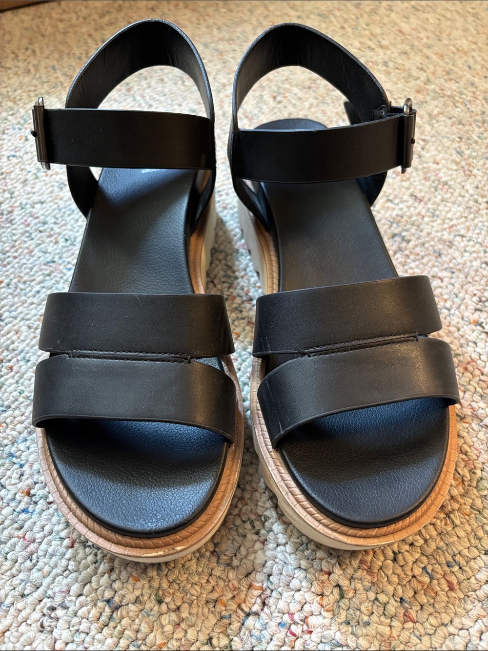 MIA Black Vegan Leather Platform Ankle-Strap Sandals Size 8 - Picture 5 of 5